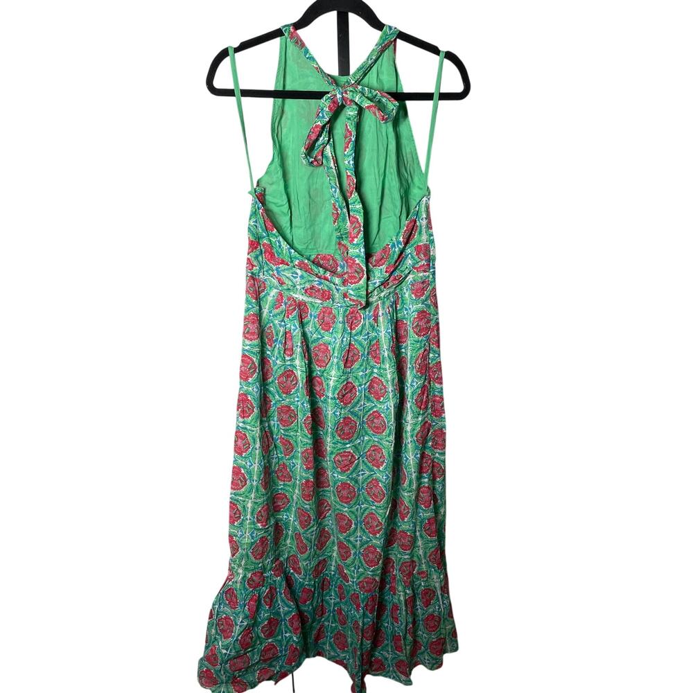 NEW Banjanan Capri Maxi Dress Women XL Green Jade Botanical Halter Garden Party - Picture 10 of 13